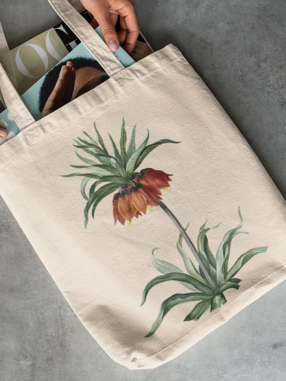 Fritillary Vintage Floral Print Graphic Canvas Tote Bag